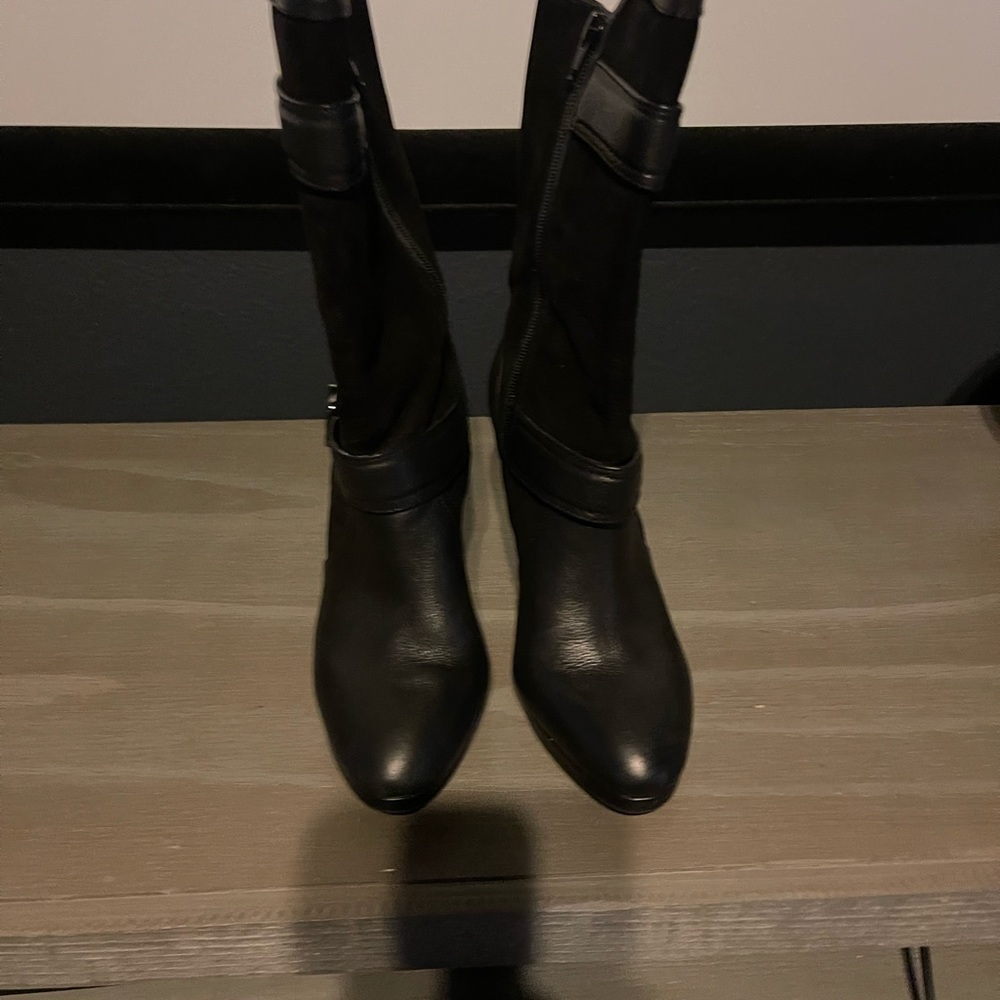 Black leather boots